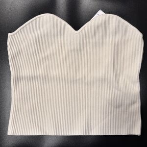 The Drop Cream Ribbed Sweetheart Neck Tube Top Small S Strapless Y2K Minimalist
